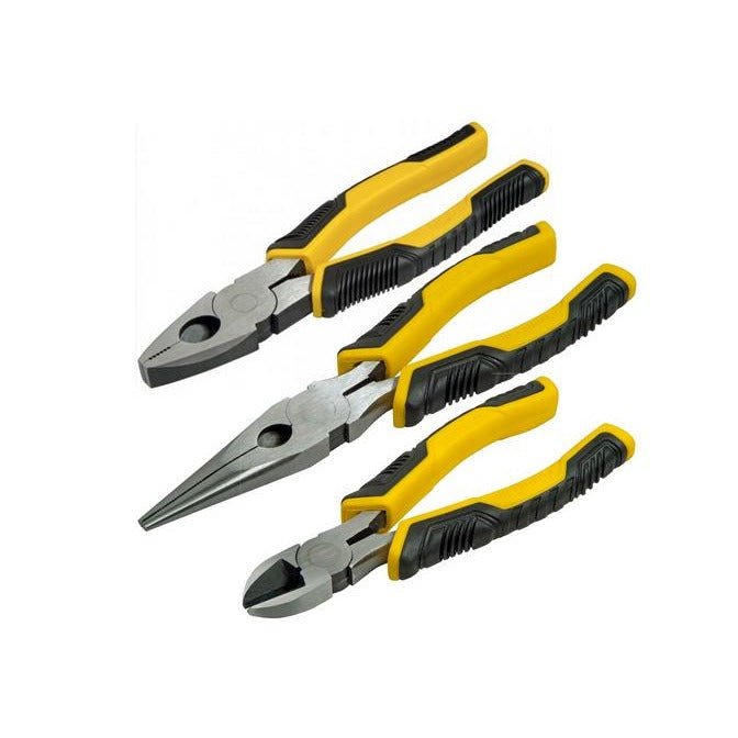 STANLEY STHT0-75094 Juego de alicates de inspección, Universal + corte diagonal + boca larga, Negro/Amarillo, Talla única - Ferrotecnia