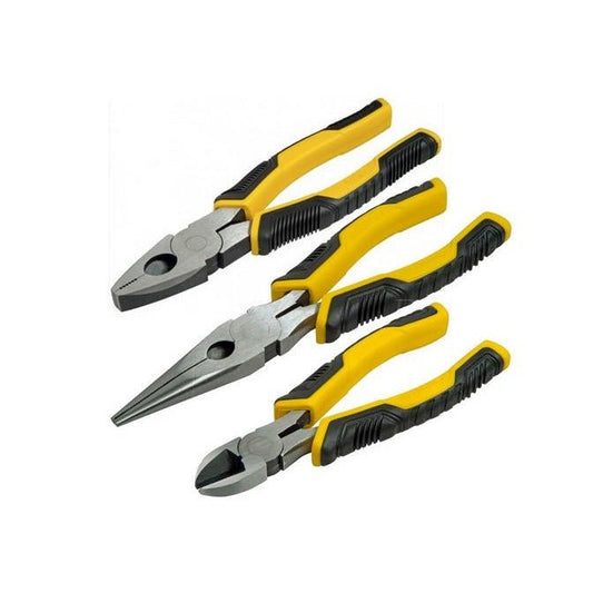 STANLEY STHT0-75094 Juego de alicates de inspección, Universal + corte diagonal + boca larga, Negro/Amarillo, Talla única - Ferrotecnia