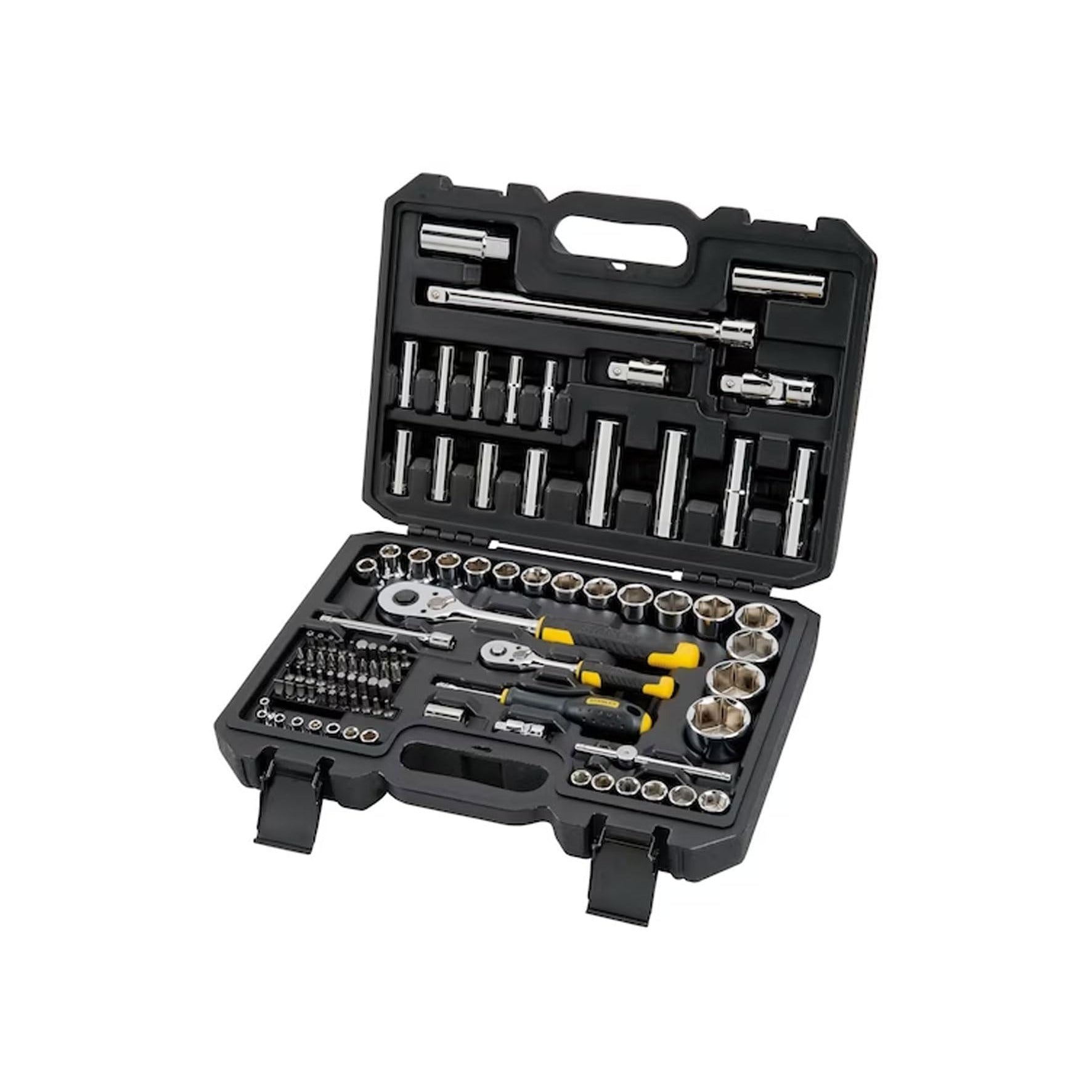 Stanley STMT17379-1 - Caja de enchufes (1 trinquete de 72 dientes, 1 trinquete de 72 dientes, 41 puntas de atornillado, juego de 96 unidades, STMT17379-1 - Ferrotecnia