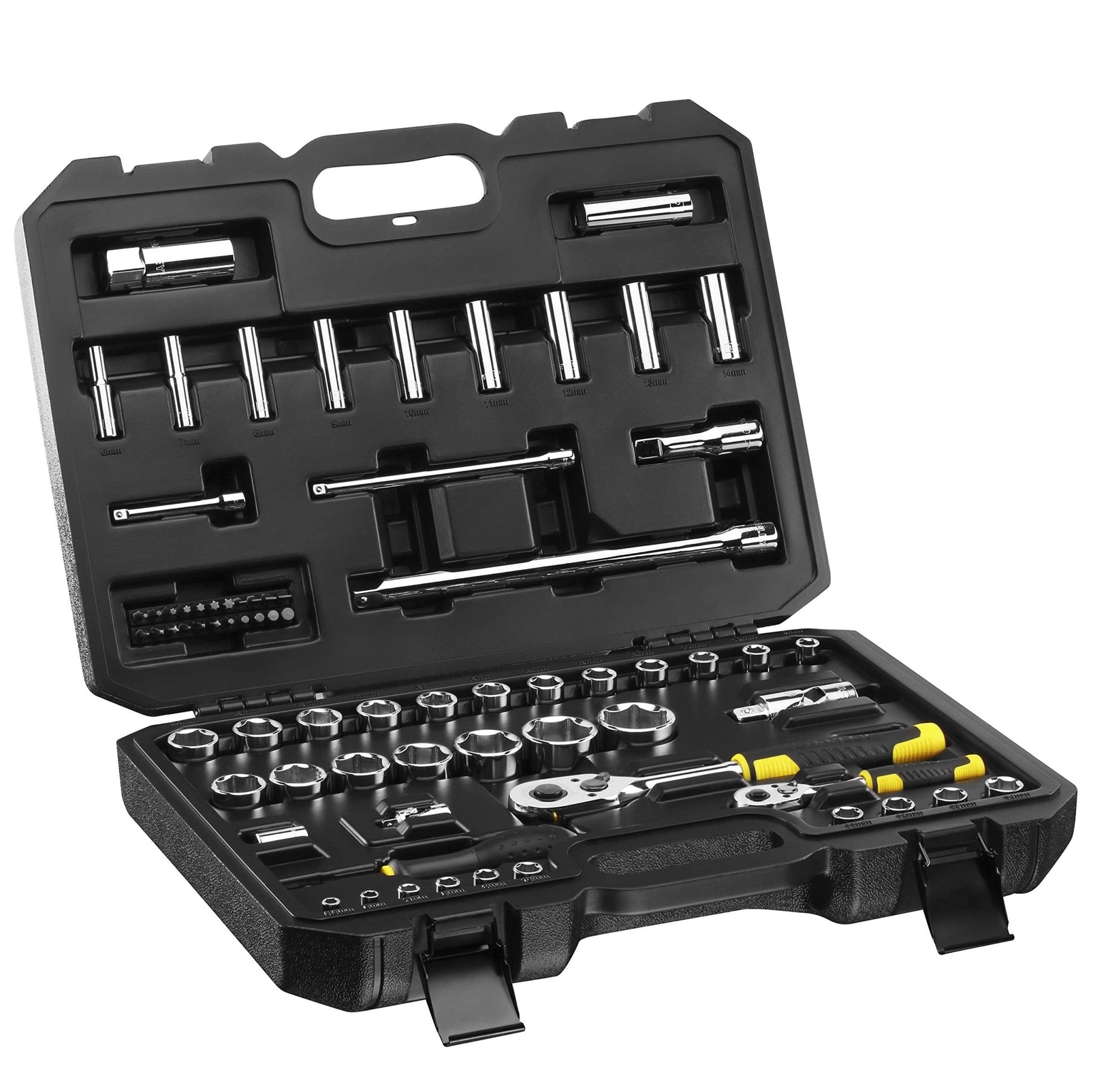 Stanley STMT82831-1 - Juego de llaves de vaso de 1/4" y 1/2", 72 piezas