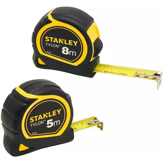 STANLEY Twin pack flexómetros Tylon 5m/8m para profesionales y manitas, fijación fiable, estándar técnico