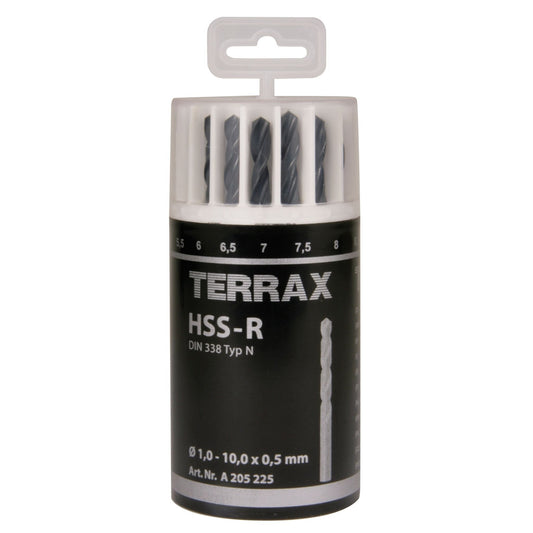 Terrax A205225 - Juego de 19 brocas DIN 338 tipo N HSS laminadas - Ferrotecnia