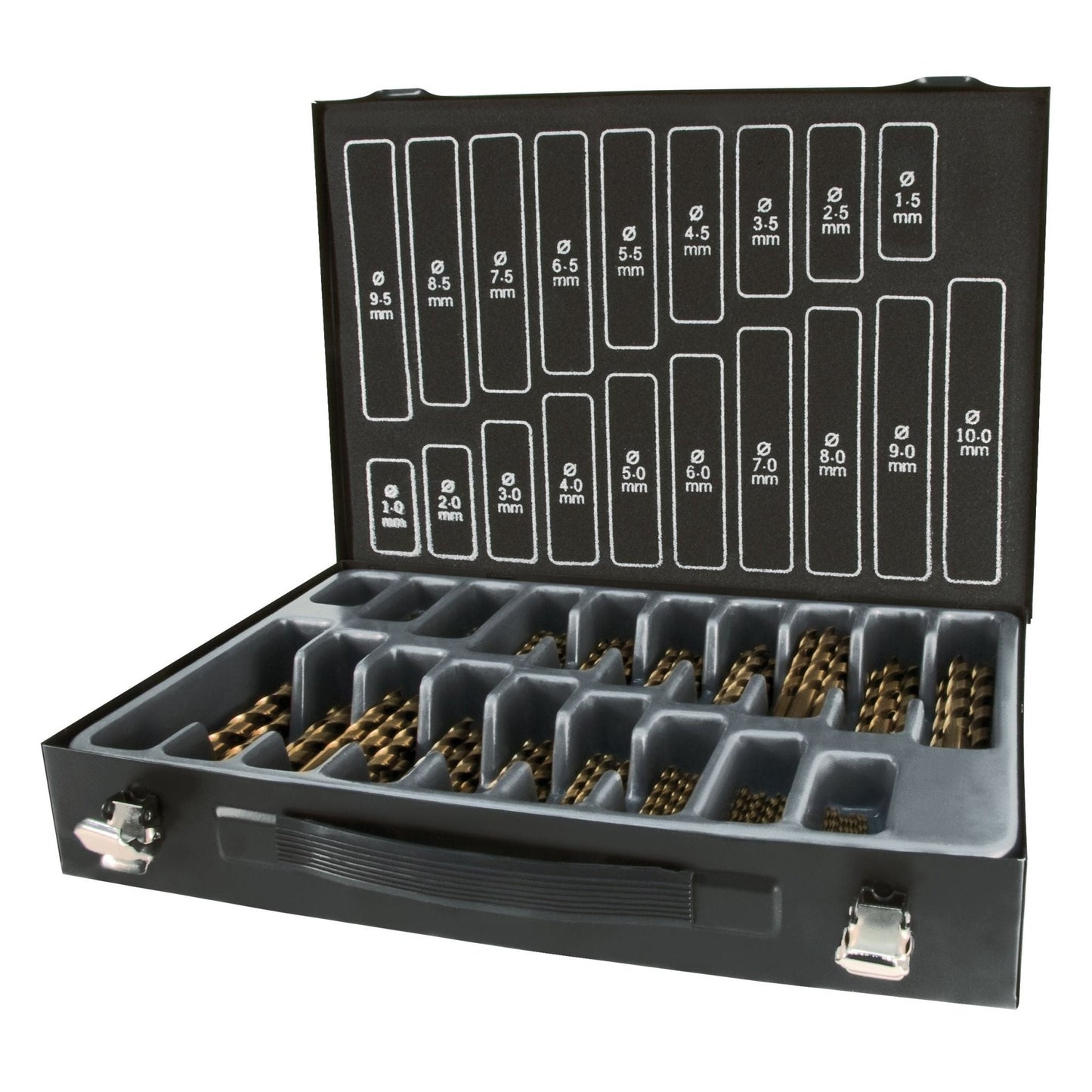 Terrax A214200 - Storage case with 170 DIN 338 type N HSS ground drill bits