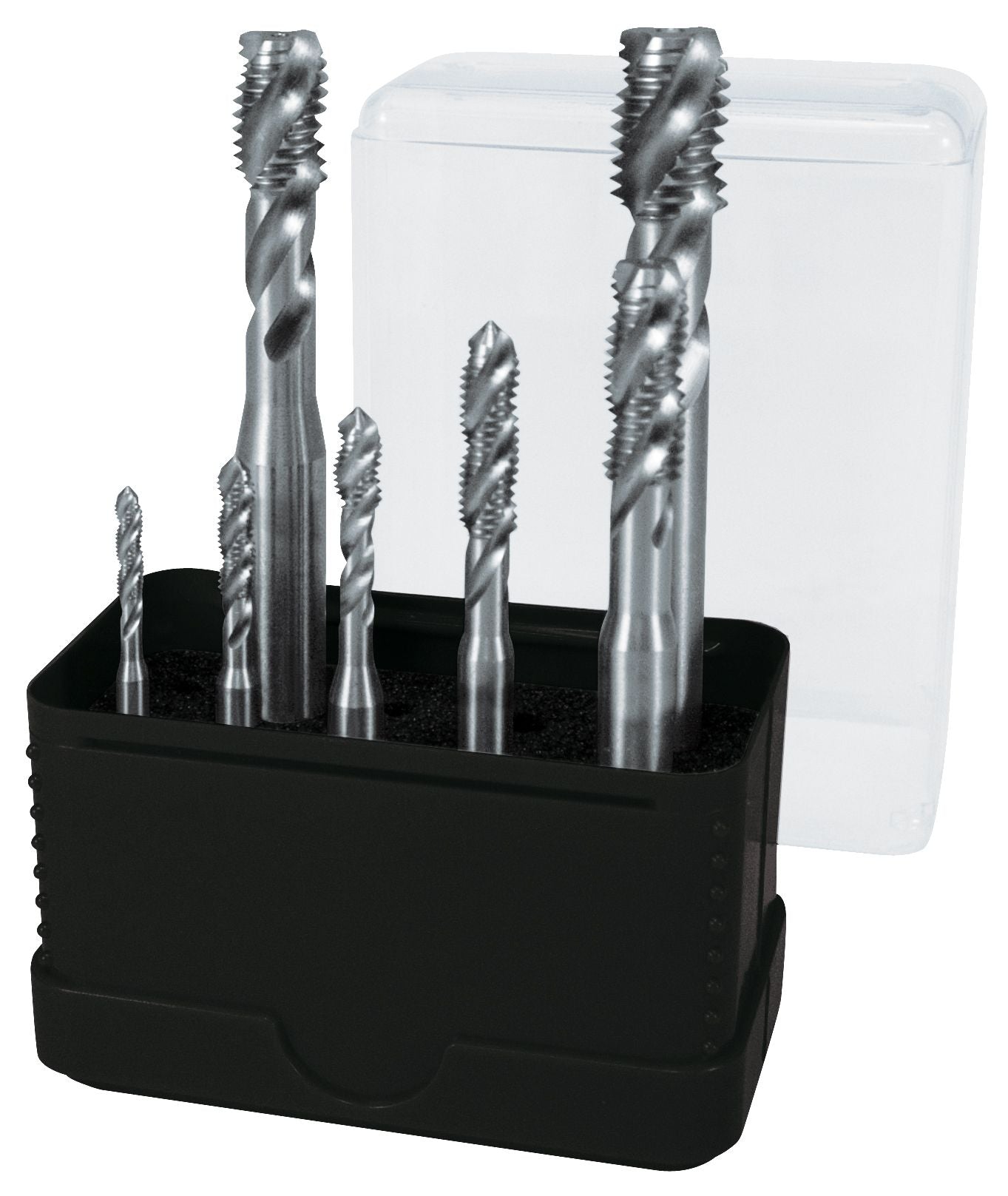 Terrax A245058TX - Juego de 7 machos máquina M DIN 371/376 tipo C 35º HSS rectificados en estuche de plástico - Ferrotecnia