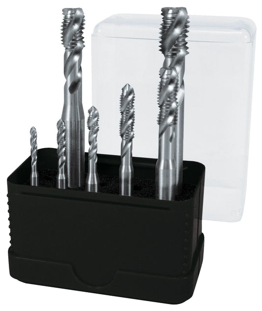 Terrax A245058TX - Juego de 7 machos máquina M DIN 371/376 tipo C 35º HSS rectificados en estuche de plástico - Ferrotecnia