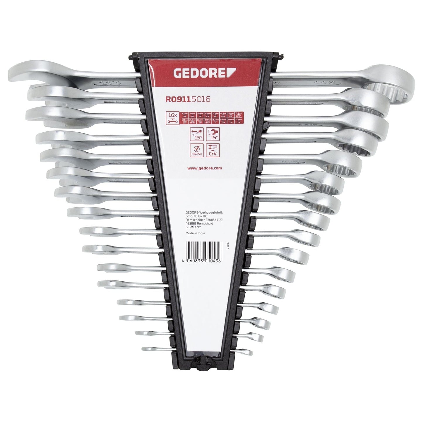 Clés mixtes GEDORE rouges R09115016 - Jeu de 16 clés (1/4" à 1 1/4")