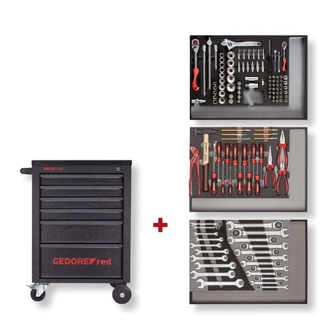 GEDORE red R21560005 - MECHANIC workshop trolley with assortment of 129 tools (3300031)