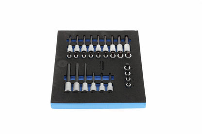 TS CT2-ITX19 - Juego de llaves de vaso destornillador de 1/2" en módulo de espuma Check-Tool de doble cuerpo, 28 piezas - Ferrotecnia