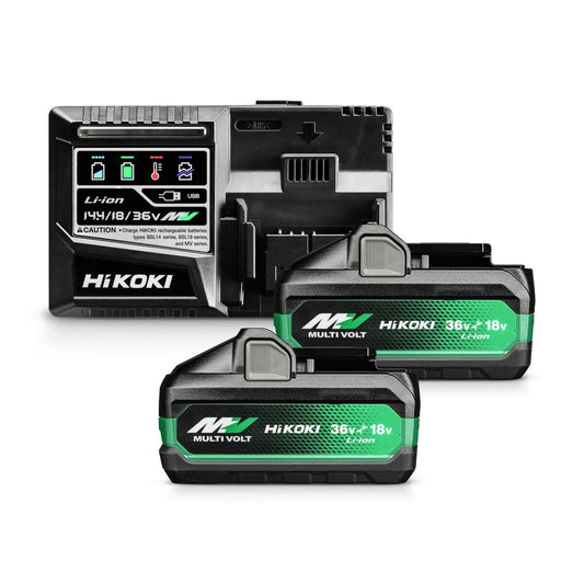 Hikoki UC18YSL3WJZ - Juego de 2 baterías MULTI VOLT BSL36B18X (36 V/18 V - 8 Ah/4 Ah) y cargador UC18YSL3