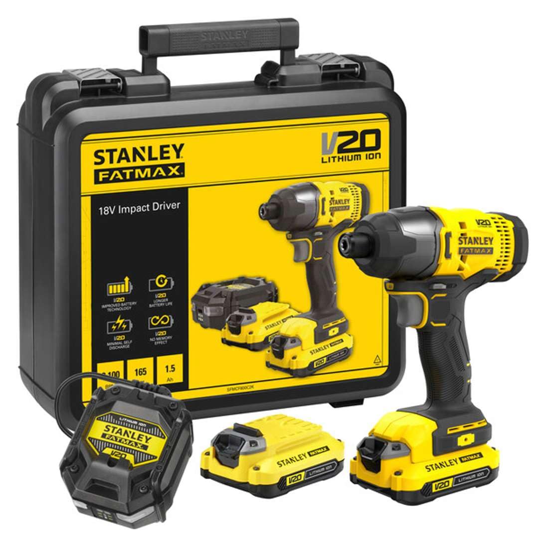 V20 Destornillador de impacto 165 Nm – litio 18 V – 2 baterías 1,5 Ah STANLEY FATMAX – SFMCF800C2K-QW