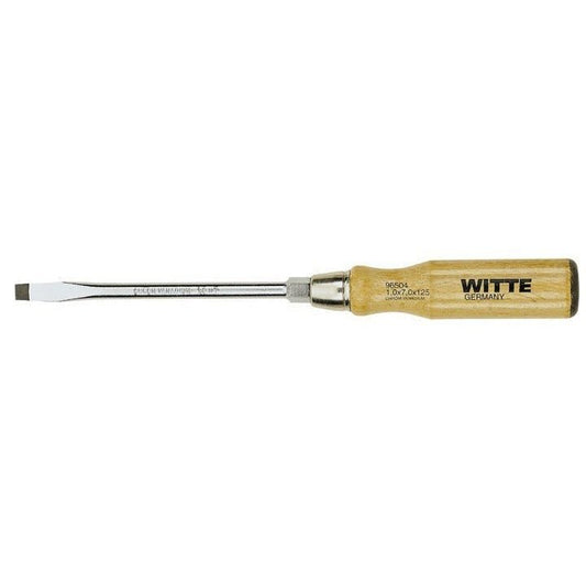 Witte Destornillador de punta plana negra con mango de madera - Ferrotecnia