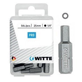 Witte Puntas hexagonales de 25 mm en cajita de plástico - Ferrotecnia