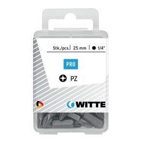 Witte 25mm Pozidriv bits in plastic box