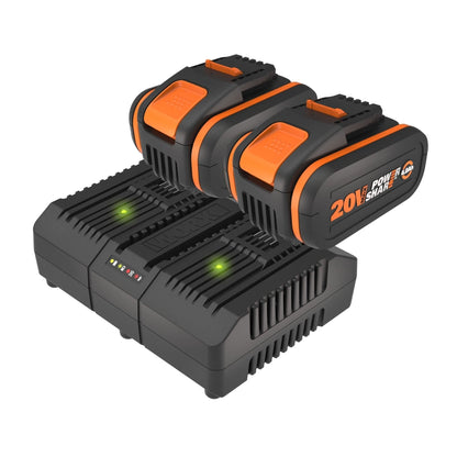 Worx WA3611 - Pack 2 baterías 20V 4,0Ah + cargador doble - Ferrotecnia