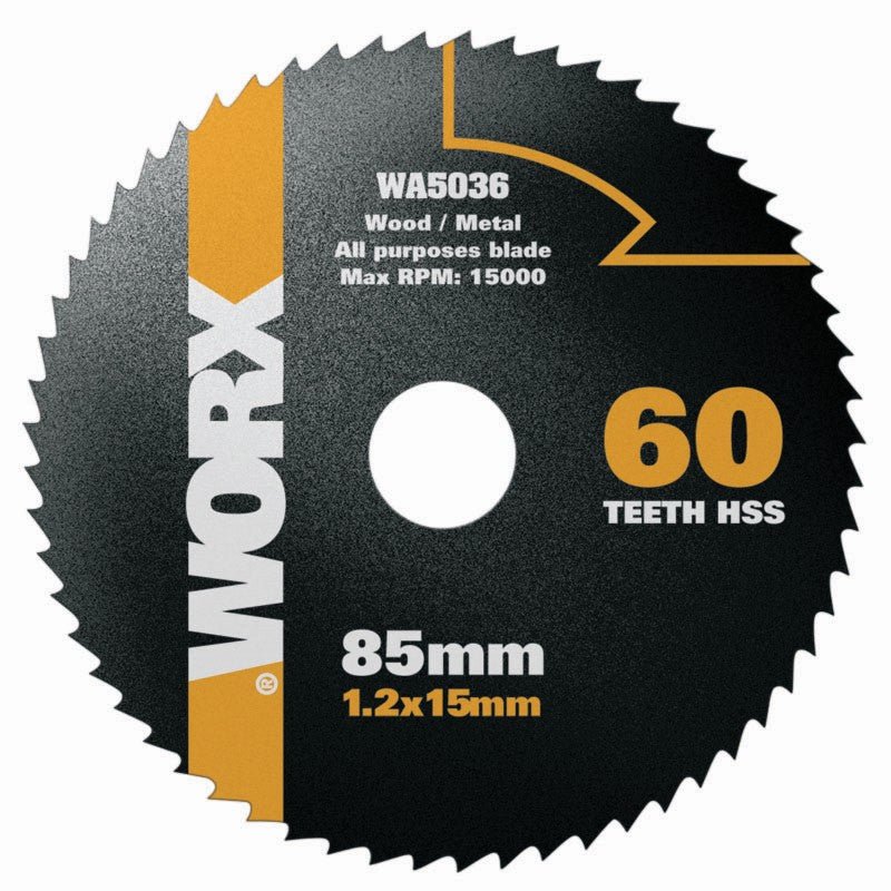 Worx WA5036 - Disco multiusos HSS Worxsaw 85mm 60T - Ferrotecnia