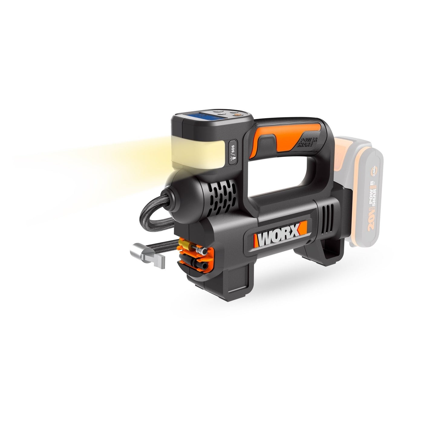 Worx WX092.9 - 2-in-1 Inflator and Flashlight 20V S/bat