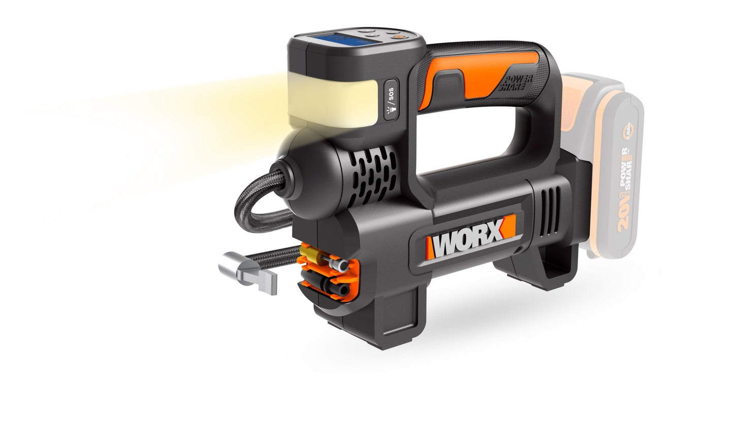 Worx WX092.9 - 2 en 1 Inflador y linterna 20V S/bat - Ferrotecnia