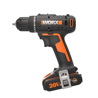 Worx WX100 - Taladro atornillador 20V y 30 N.m. con 1 batería de 2,0Ah y cargador - Ferrotecnia