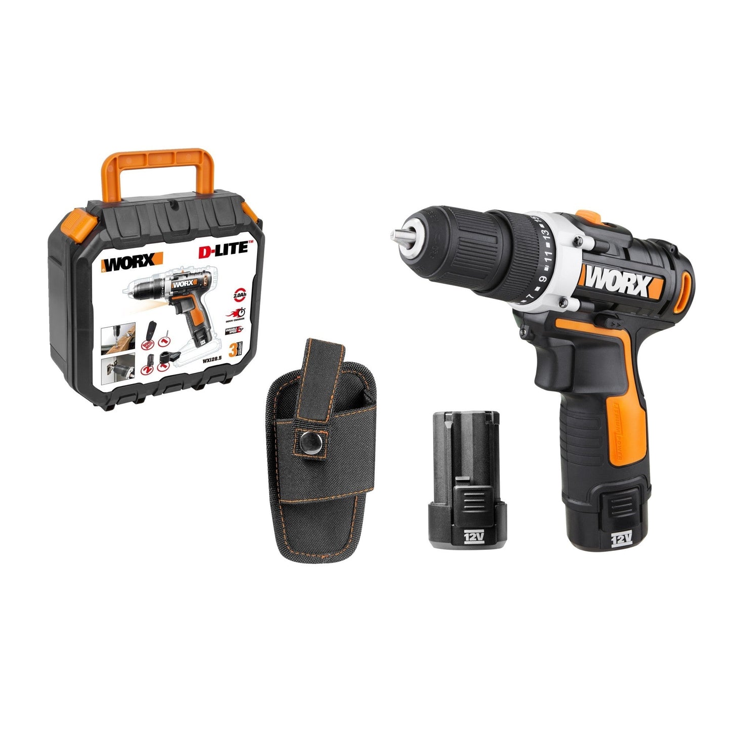 Worx WX128.3 - 12V 2.0Ah Drill Driver (2 batteries)