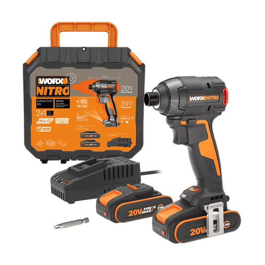Worx WX265 - Atornillador de impacto compacto sin escobillas 20V 200Nm - con 2 baterías y cargador - Ferrotecnia