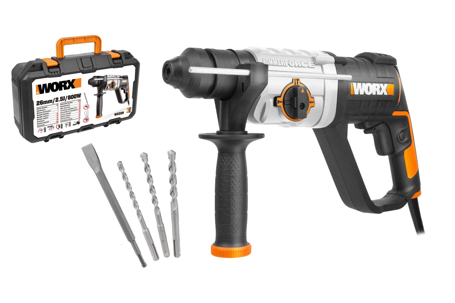 Worx WX339.3 - Martillo horizontal 3 Funciones 800W 2,5J - Ferrotecnia