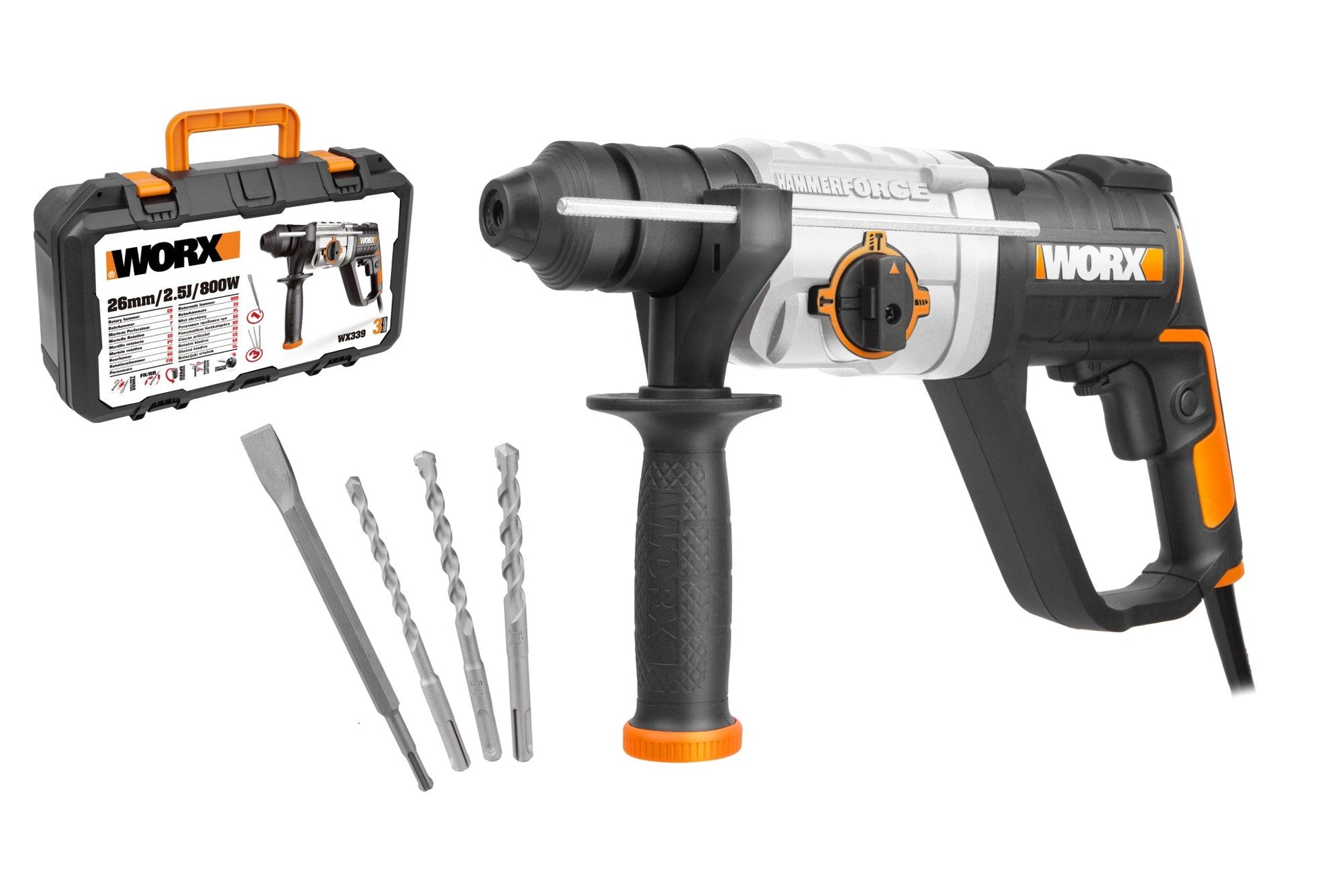 Worx WX339.3 - Martillo horizontal 3 Funciones 800W 2,5J - Ferrotecnia