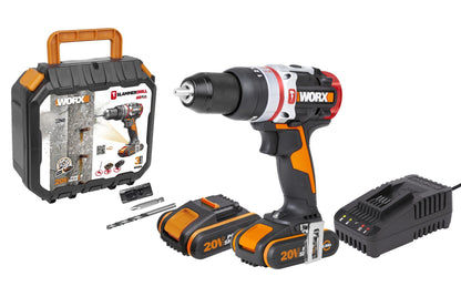Worx WX354 - Taladro percutor Brushless Slammer Drill 20V 2.0Ah (2 bat) - Ferrotecnia