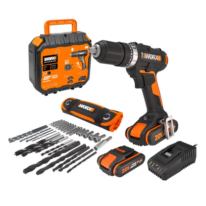 Worx WX370 - Taladro Percutor 20V (2bat 2.0Ah) - Ferrotecnia