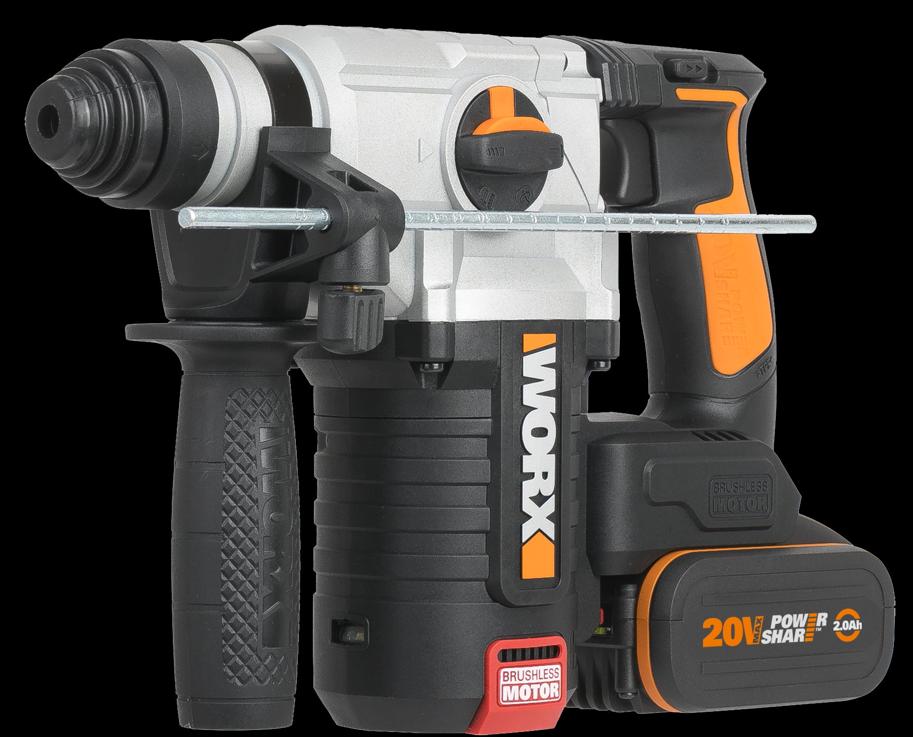 Worx WX380 - Martillo 4F Brushless 2,2J 20V 2 bat (4Ah + 4Ah) - Ferrotecnia
