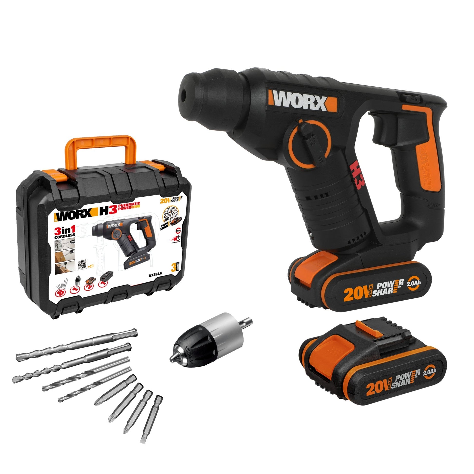 Worx WX394.6 - H3 Marti/Taladro/Atorn 20V 2Ah 2Bat - Ferrotecnia