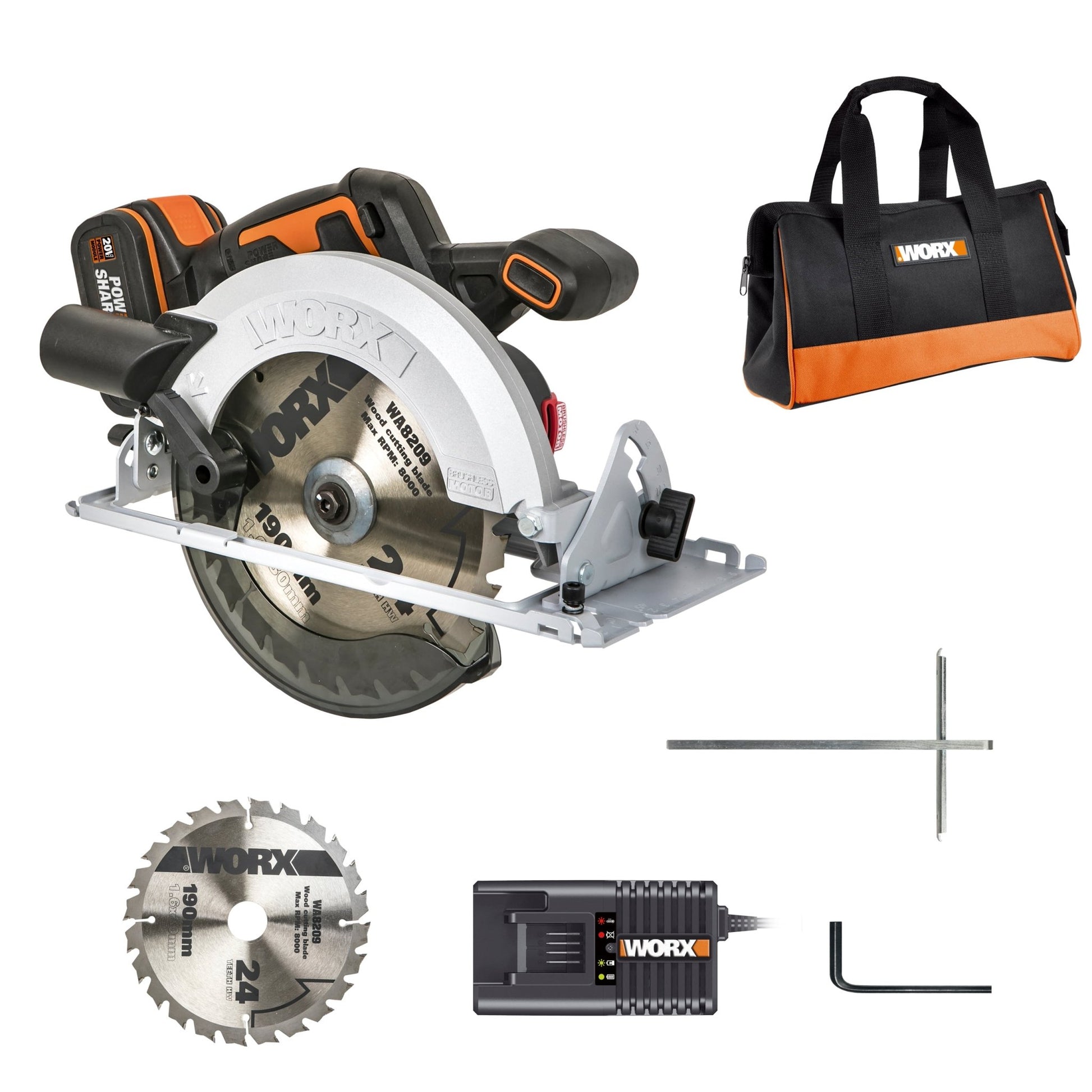 Worx WX520 - Sierra circular 185mm BL 20V (1bat 4.0Ah) - Ferrotecnia