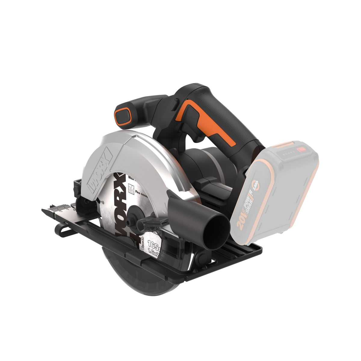 Worx WX526.9 - Sierra circular 165mm 20V (S/bat)