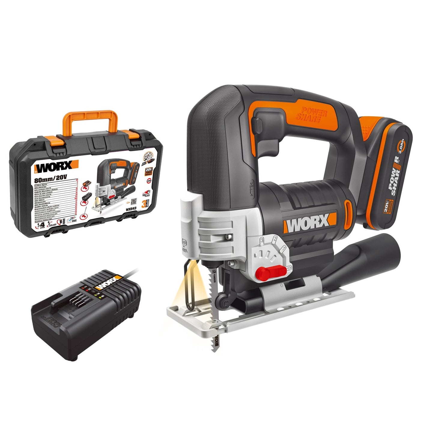 Worx WX543 - Sierra de calar pendular 20V 2.0Ah (1bat) - Ferrotecnia
