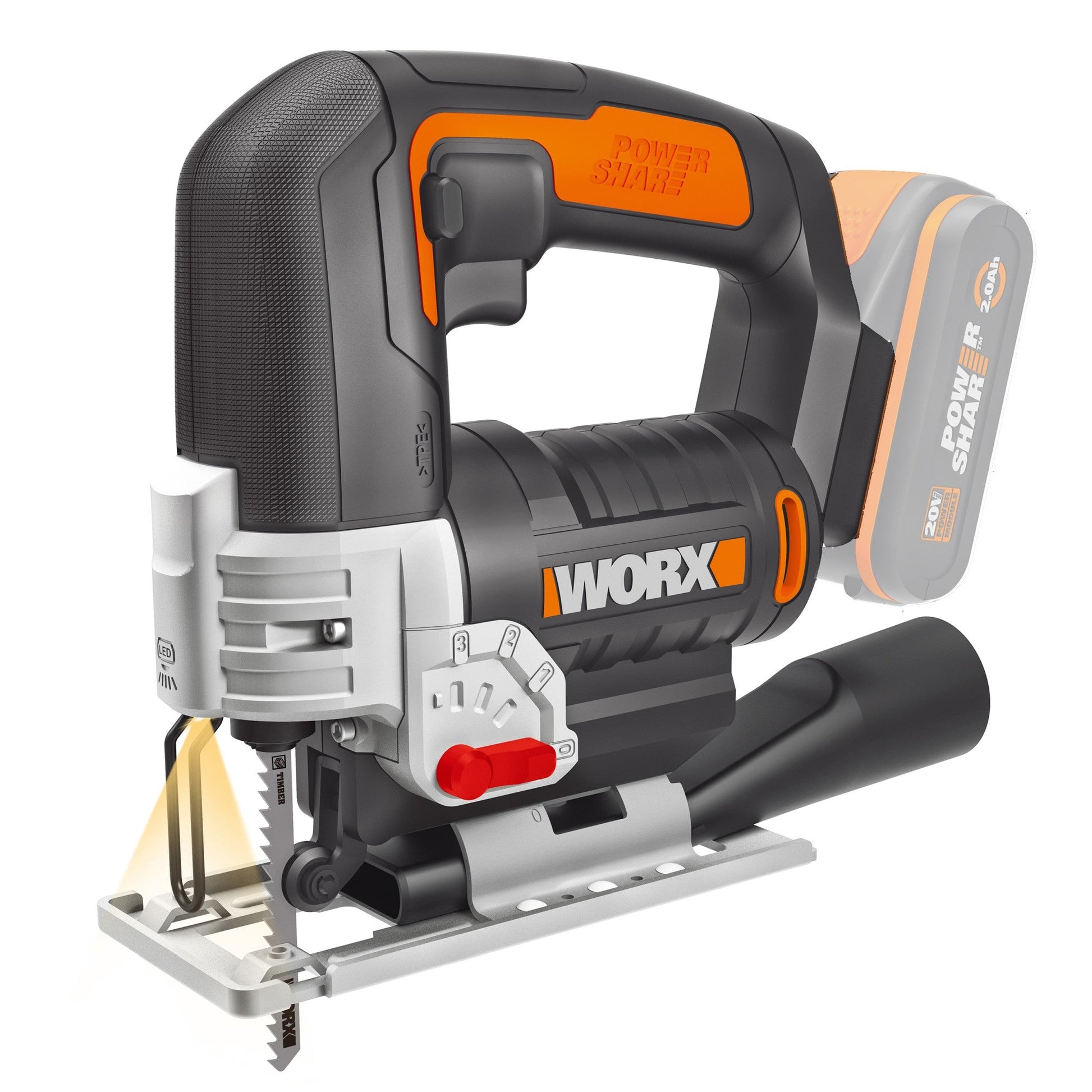 Worx WX543.9 - Sierra de calar pendular 20V (Sin batería) - Ferrotecnia