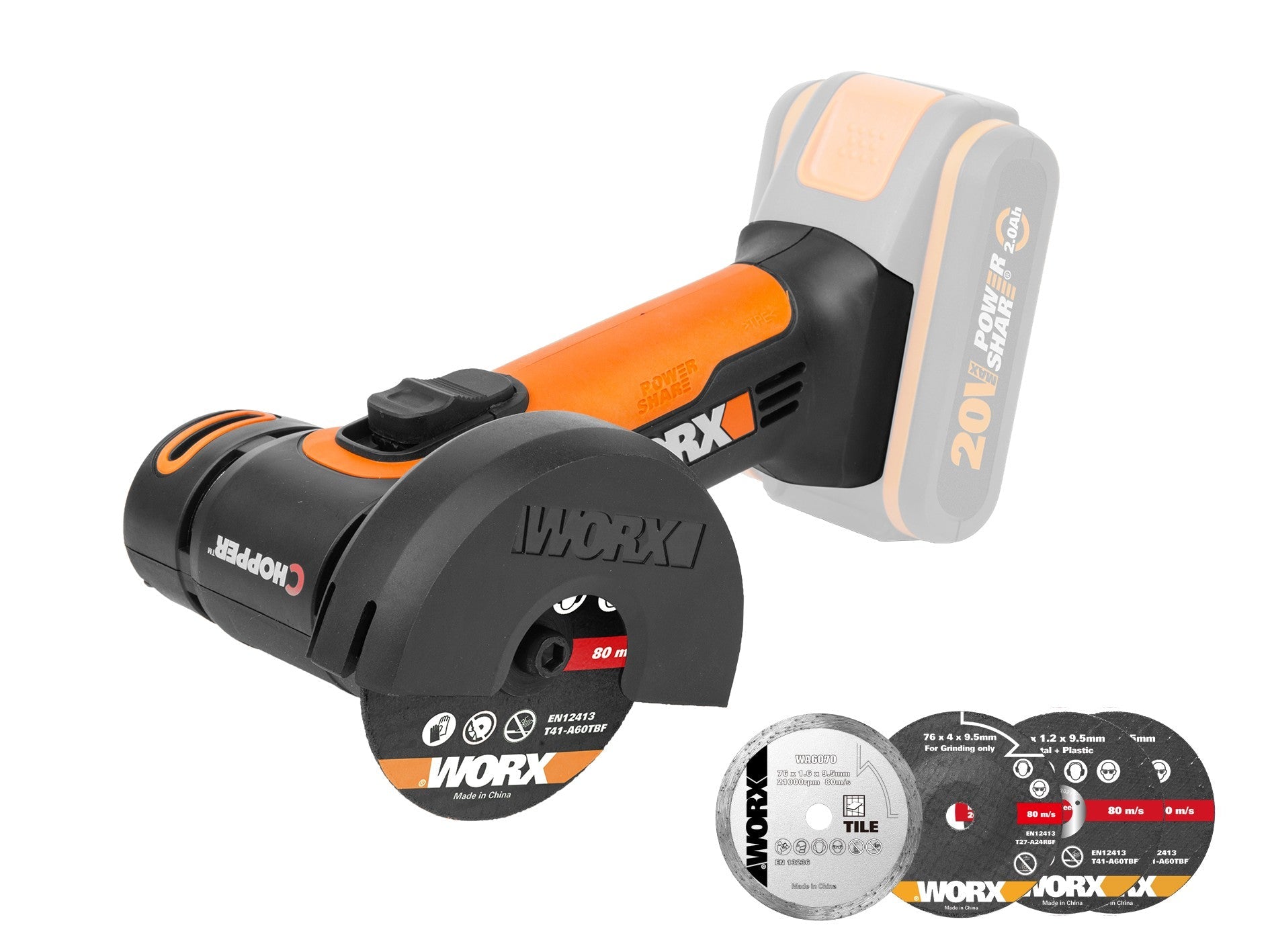 Worx WX801.9 - Mini Amoladora "Chopper" 20V (Sin batería) - Ferrotecnia