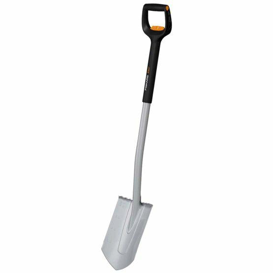 Fiskars Pala telescópica para suelos duros y pedregosos, Puntiaguda, Longitud: 111-130 cm, Hoja de acero al boro reforzada, Negro/Naranja, Xact, 1066732