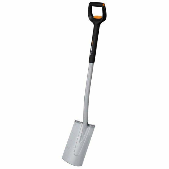 Fiskars Pala telescópica para suelos blandos y poco pedregosos, Redondeada, Longitud: 111-130 cm, Hoja de acero al boro reforzado, Negro/Naranja, Xact, 1066733
