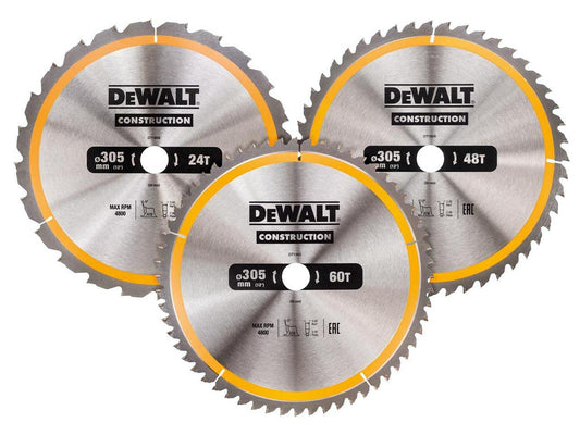 Dewalt DT1126-QZ - Hojas de sierra circular, 3-pack 305 x 30,