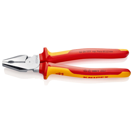 Knipex 02 06 225 - VDE insulated universal force pliers 250 mm with two-component handles