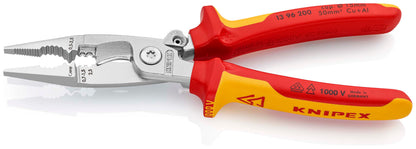 Knipex 13 96 200 - Alicate para instaladores aislado VDE Knipex 200 mm. con mangos bicomponentes y muelle de apertura automática
