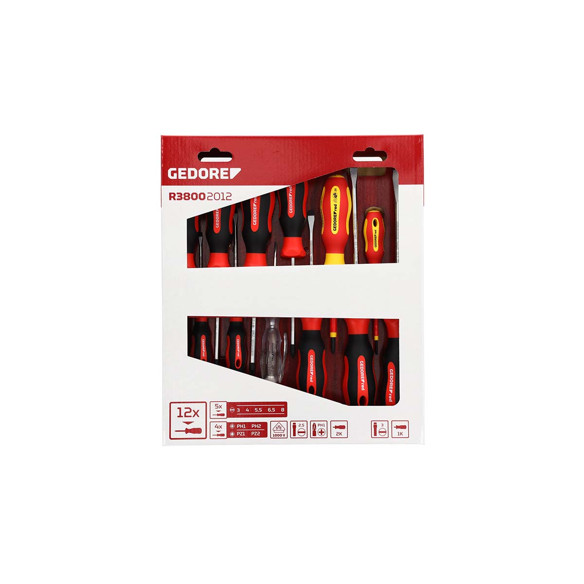 GEDORE rouge R38002012 - Jeu de 12 tournevis plats+PH+PZ (3301273)