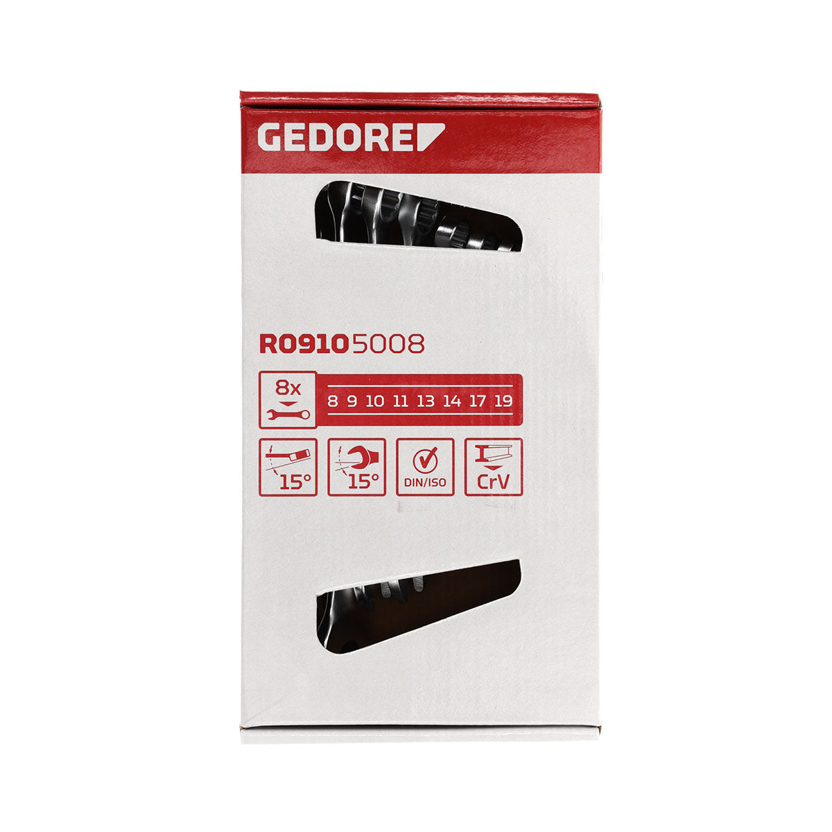GEDORE red R09105008 - Combination wrench set, 8-19 mm, 8 pieces (3300988)