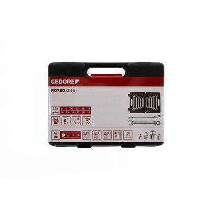 GEDORE red R07203016 - Juego de 12 llaves combinadas de carraca 8-19 mm + 4 adaptadores (3300060)