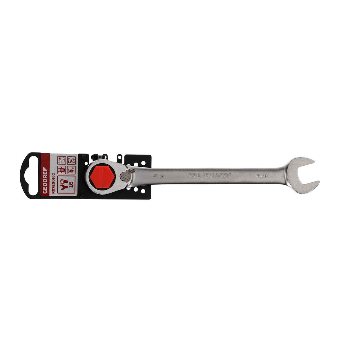 GEDORE red R07200160 - Ratchet combination wrench with shift lever, 16 mm L=204 mm (3300859)