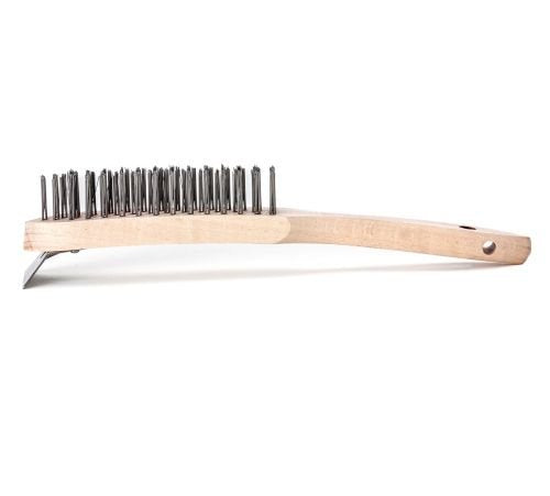 LessMann 120401 - Hand brushes with scraper 4 rows steel wire STA straight 0.35 mm "LESSMANN"