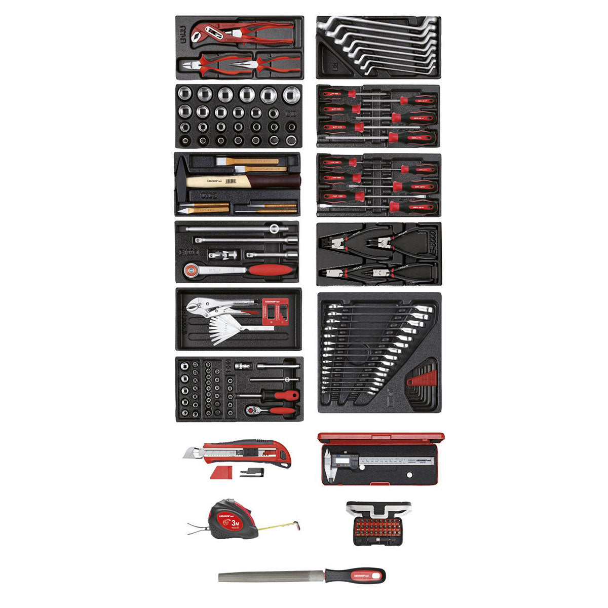 GEDORE red R21010002 - Tool set in 11 plastic modules, 167 pieces (3301657)