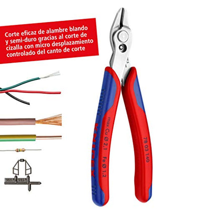 Knipex 78 03 140 - Stainless steel pliers. cutting tool for electronics Knipex SuperKnips XL 140 mm. with two-component handles. Bevelless edges.