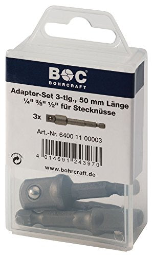 Bohrcraft 64001100003 - Bohrcraft Jg. adaptateurs pour serrage de clé à douille 1/4" A3 //1x 1/4"/ 3/8"/ 1/2"
