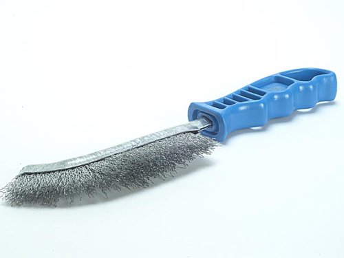 LessMann 056501 - Cepillo de mano con mango de plástico, alambre de acero inoxidable ondulado ROF 0,30