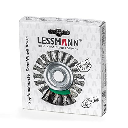 LessMann 472817 - Cepillo circular LessMann 115x14 mm./M14x2,0 mm. alambre de acero inoxidable trenzado, 20 mechones, ROH 0,50